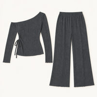 Pyjama Maille Côtelée Col Asymétrique