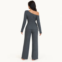 Pyjama Maille Côtelée Col Asymétrique