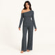 Pyjama Maille Côtelée Col Asymétrique