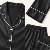 Pyjama Vêtement De Nuit Satin Noir Liseré Contrastant