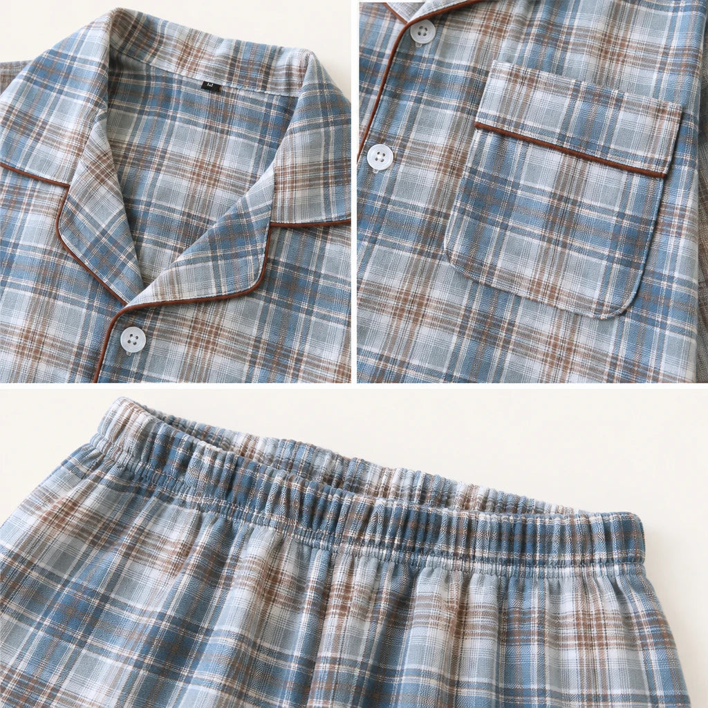 Pyjama Vêtements De Nuit Homme Carreaux En Coton