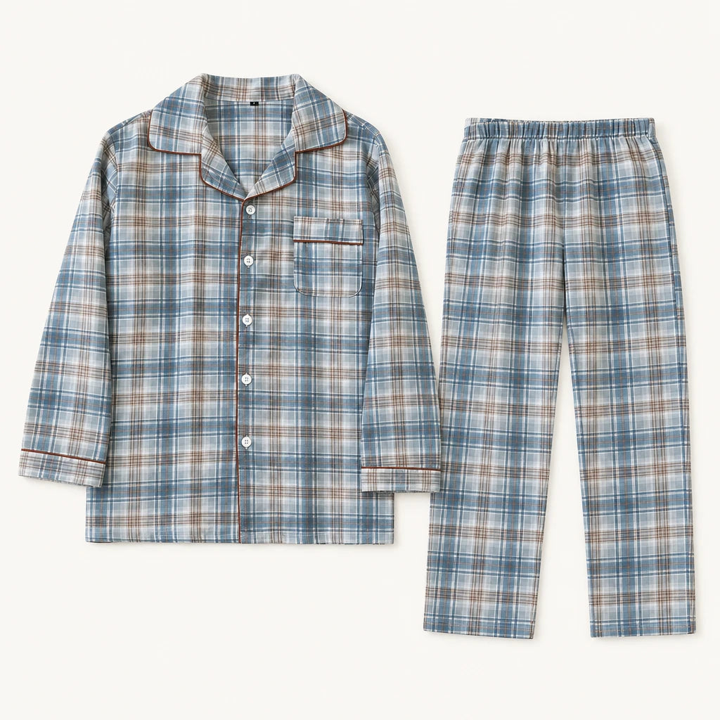 Pyjama Vêtements De Nuit Homme Carreaux En Coton