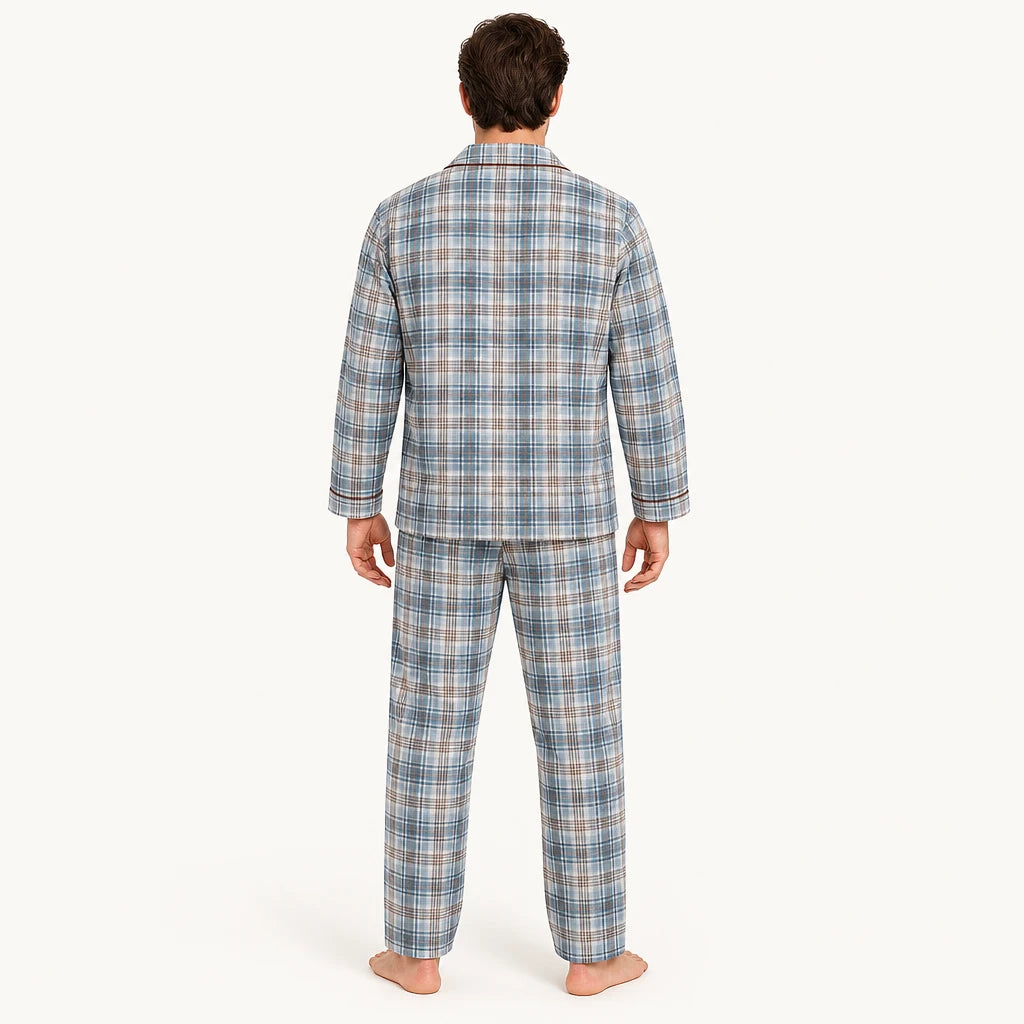 Pyjama Vêtements De Nuit Homme Carreaux En Coton