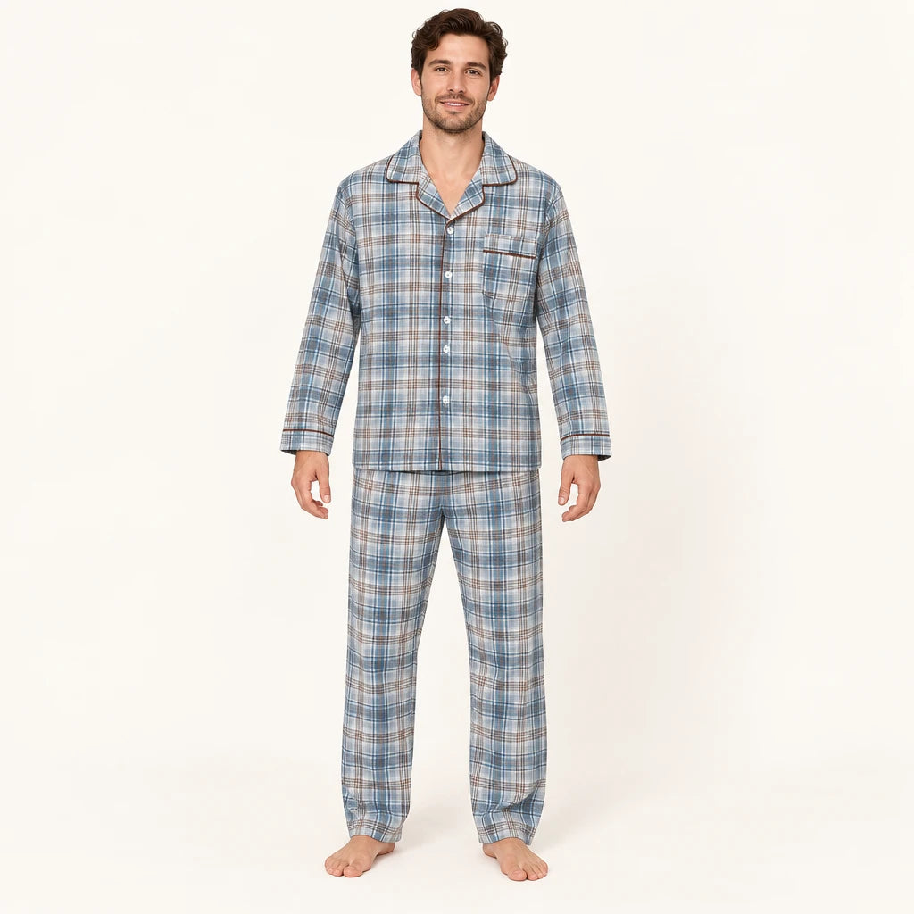 Pyjama Vêtements De Nuit Homme Carreaux En Coton