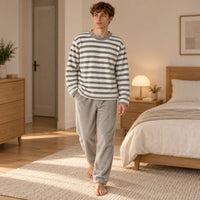 Pyjama Vêtements De Nuit Polaire Homme Rayé
