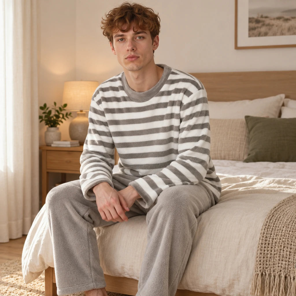Pyjama Vêtements De Nuit Polaire Homme Rayé