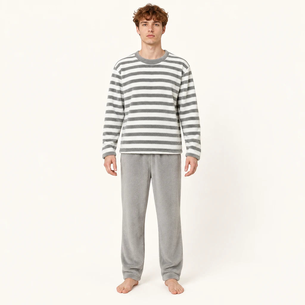 Pyjama Vêtements De Nuit Polaire Homme Rayé