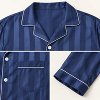 Pyjama Vêtements De Nuit Satin Homme Bleu Marine