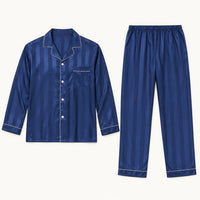Pyjama Vêtements De Nuit Satin Homme Bleu Marine
