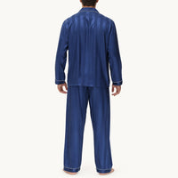 Pyjama Vêtements De Nuit Satin Homme Bleu Marine
