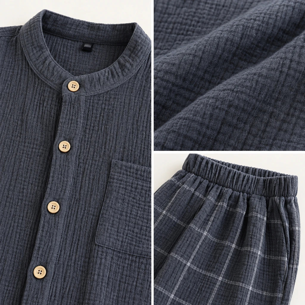 Pyjamas Homewear Style Japonais Couple En Crêpe De Coton