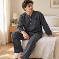 Pyjamas Homewear Style Japonais Couple En Crêpe De Coton