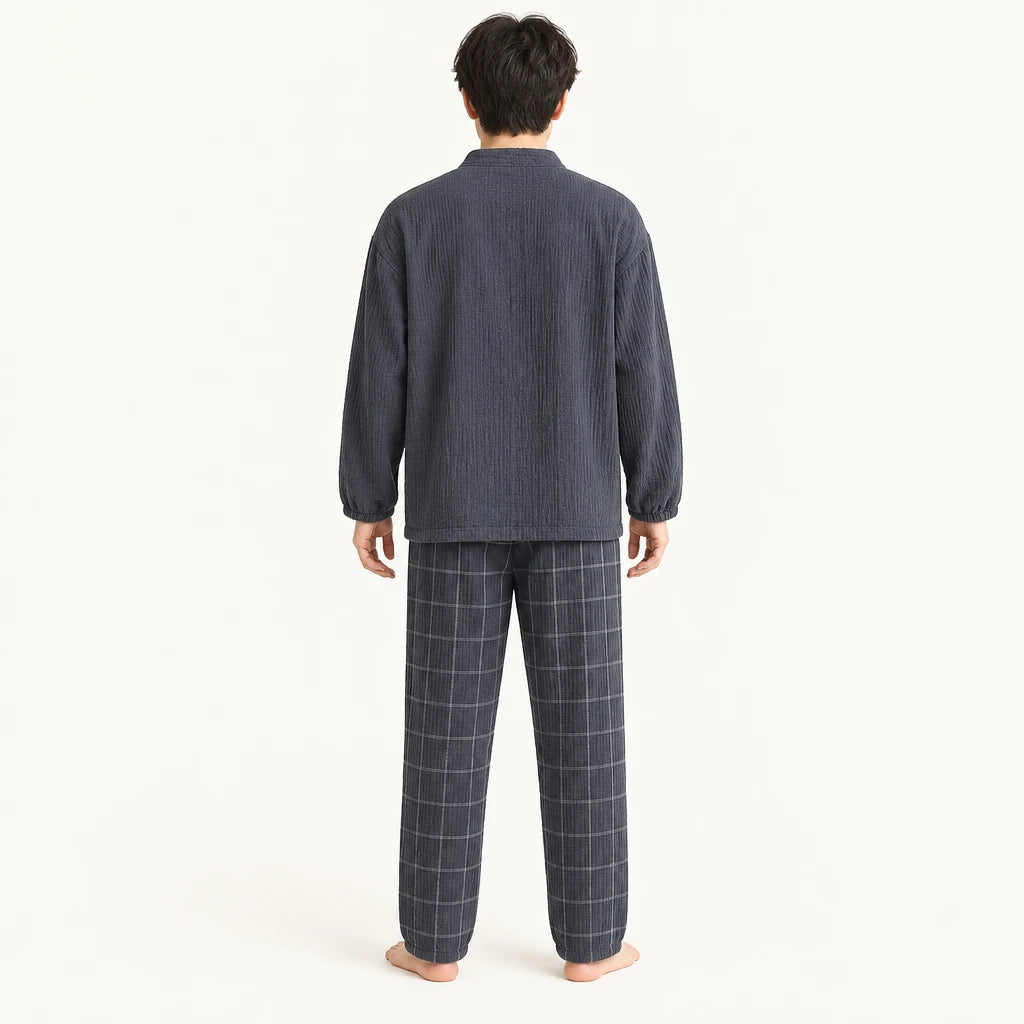 Pyjamas Homewear Style Japonais Couple En Crêpe De Coton