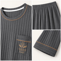 T-Shirt Pyjama Homme Coton Côtelé