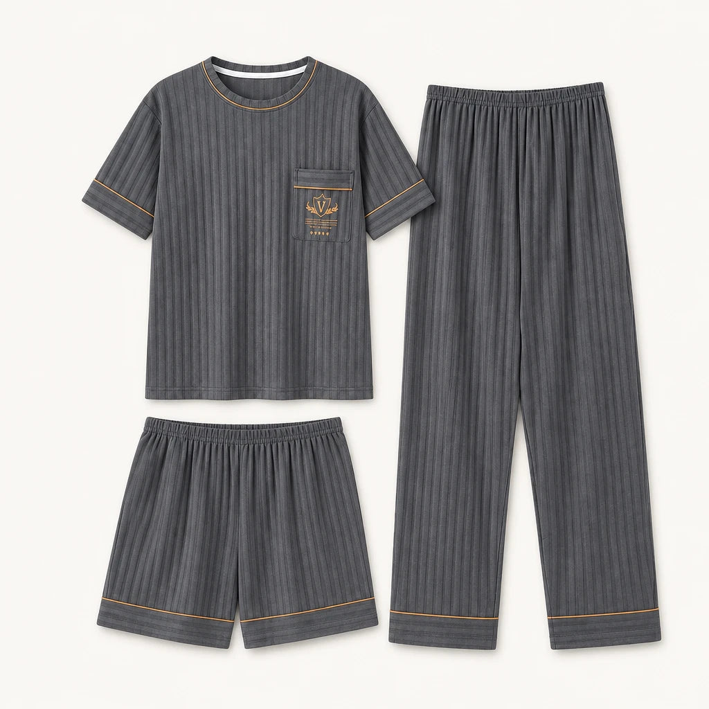 T-Shirt Pyjama Homme Coton Côtelé
