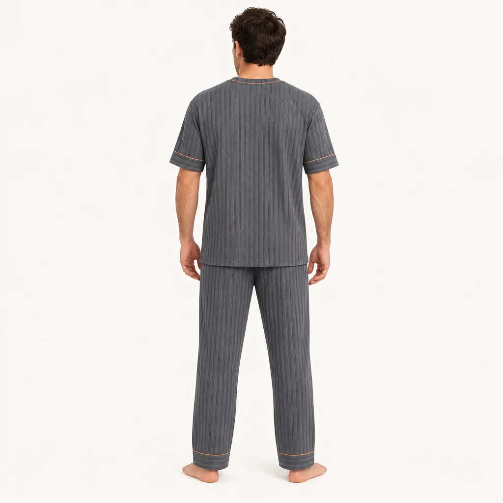 T-Shirt Pyjama Homme Coton Côtelé