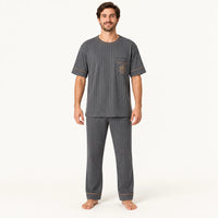 T-Shirt Pyjama Homme Coton Côtelé